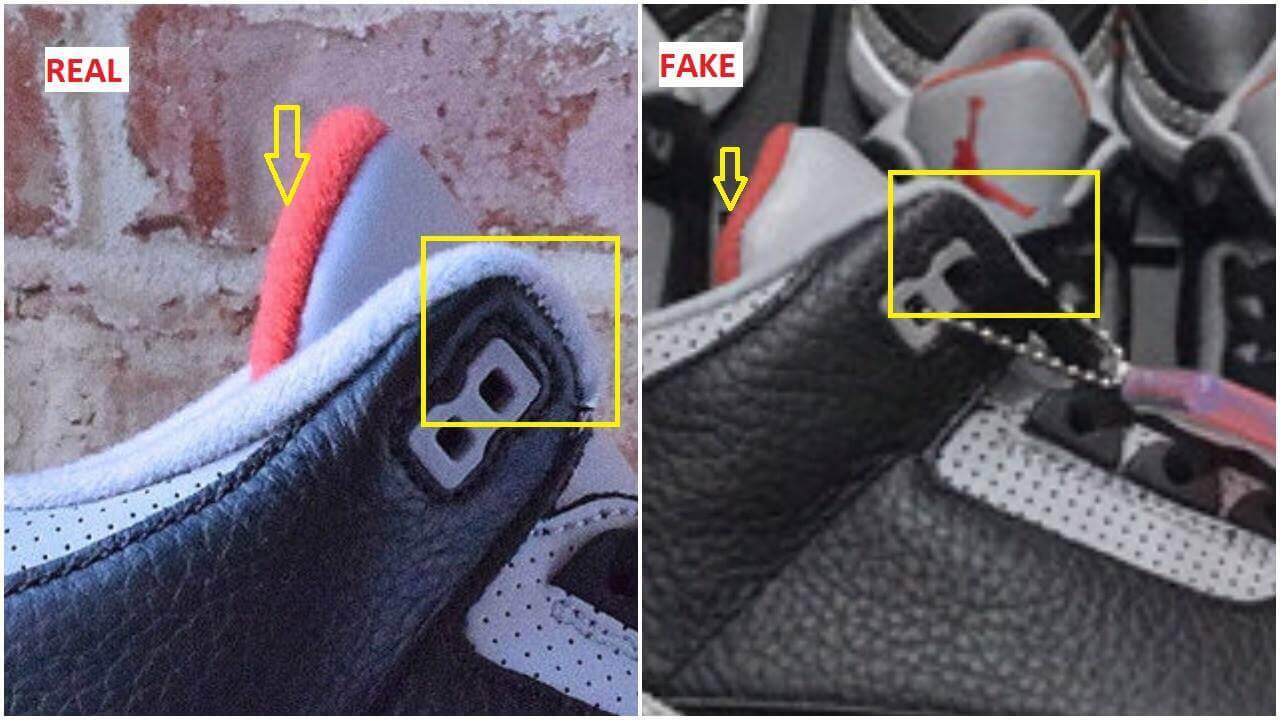 Real vs Fake Air Jordan 3 Black Cement 