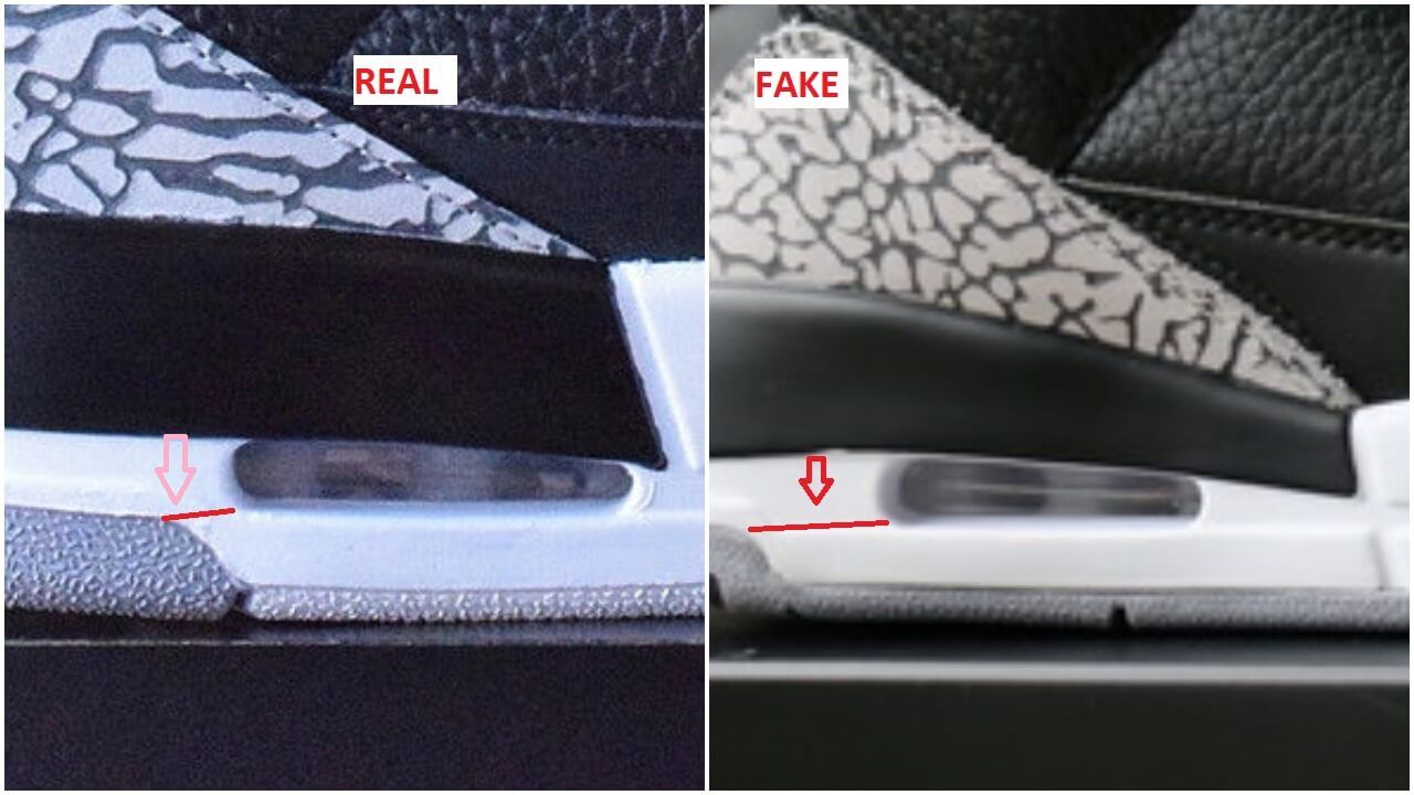 Real VS Fake Air Jordan 3 Black Cement 