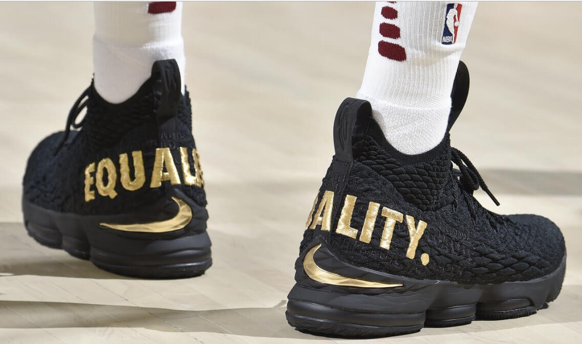 lebron 15 black and gold equality
