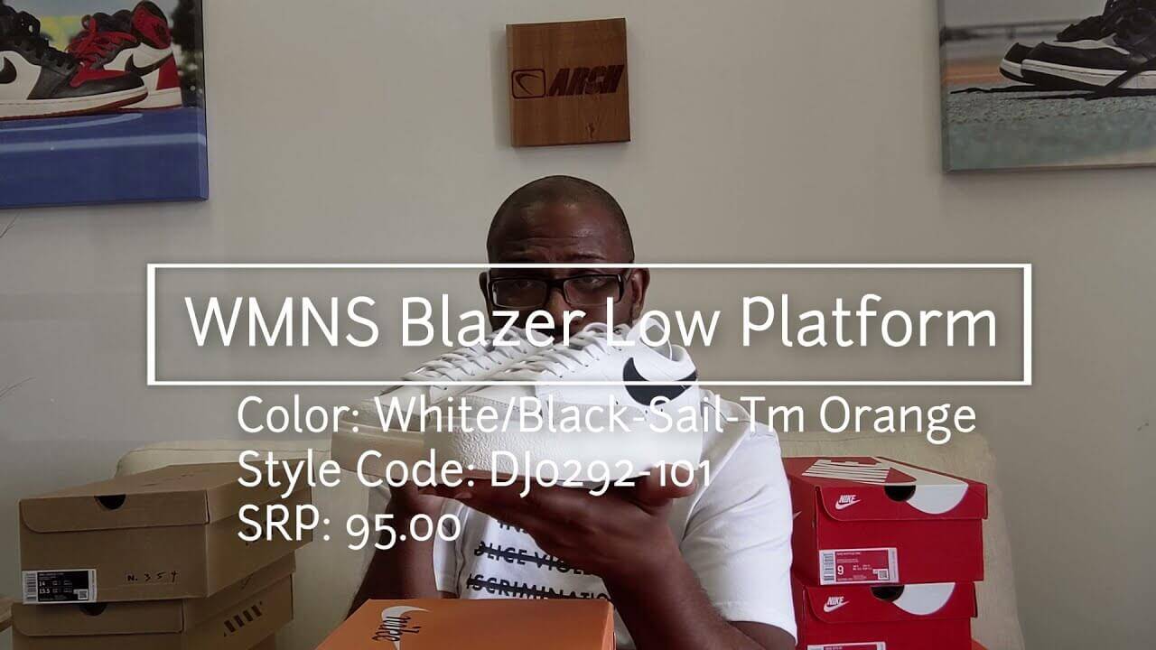 WMNS Nike Blazer Low Platform White/Black-Sail-Tm Orange DJ0292-101 