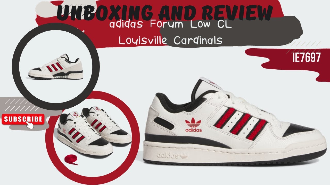 adidas Louisville Cardinals White/Black Forum Low Basketball Shoes
